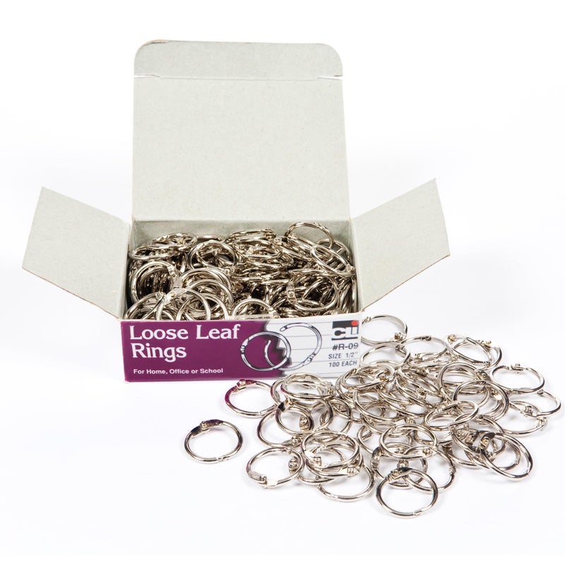 Charles Leonard, Inc Multi-Purpose Rings, 1/2-Inch Diameter, Aluminum (LEOR09), 100/Box,Silver - Image 1